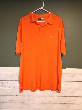 Callaway Opti-Dri Men's Orange Short Sleeve Golf Polo Shirt Size XL